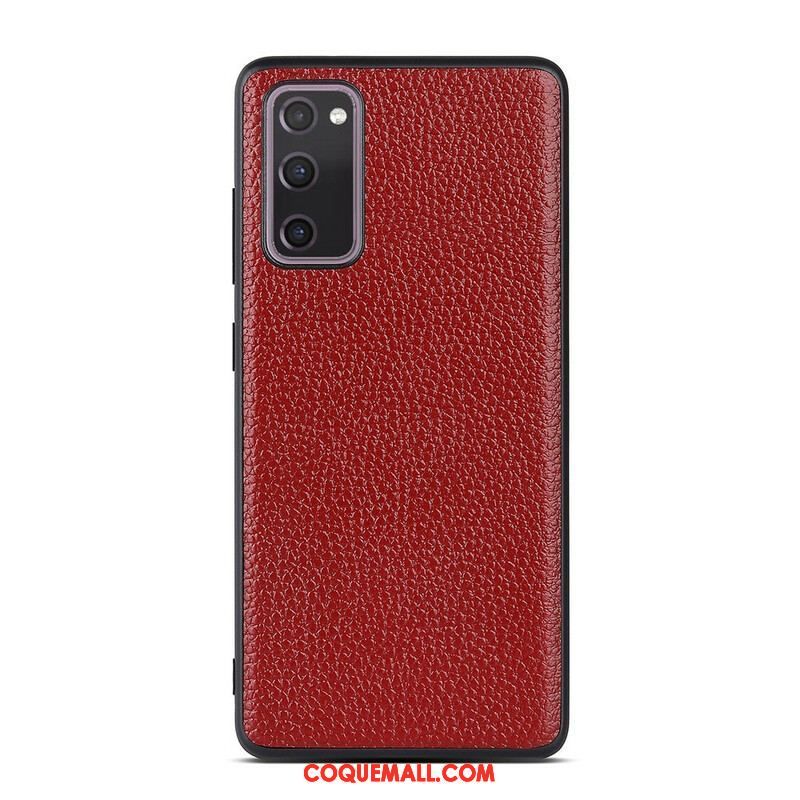 Coque Samsung Galaxy S20 FE Véritable Cuir Litchi