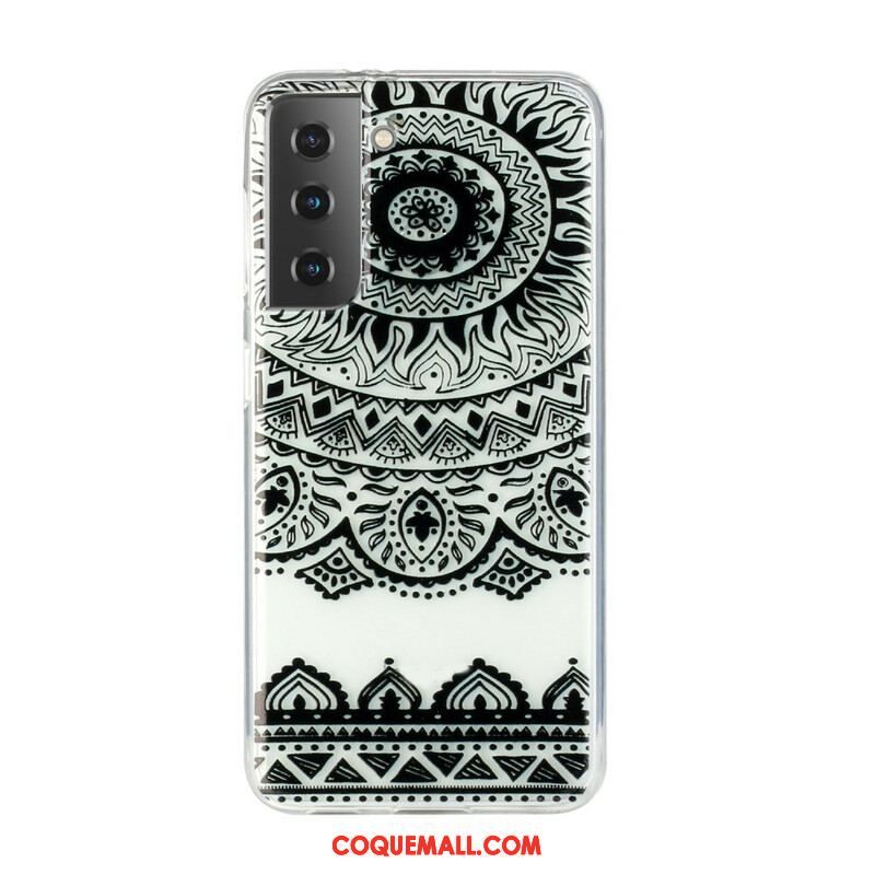 Coque Samsung Galaxy S21 5G Transparente Fleur Mandala