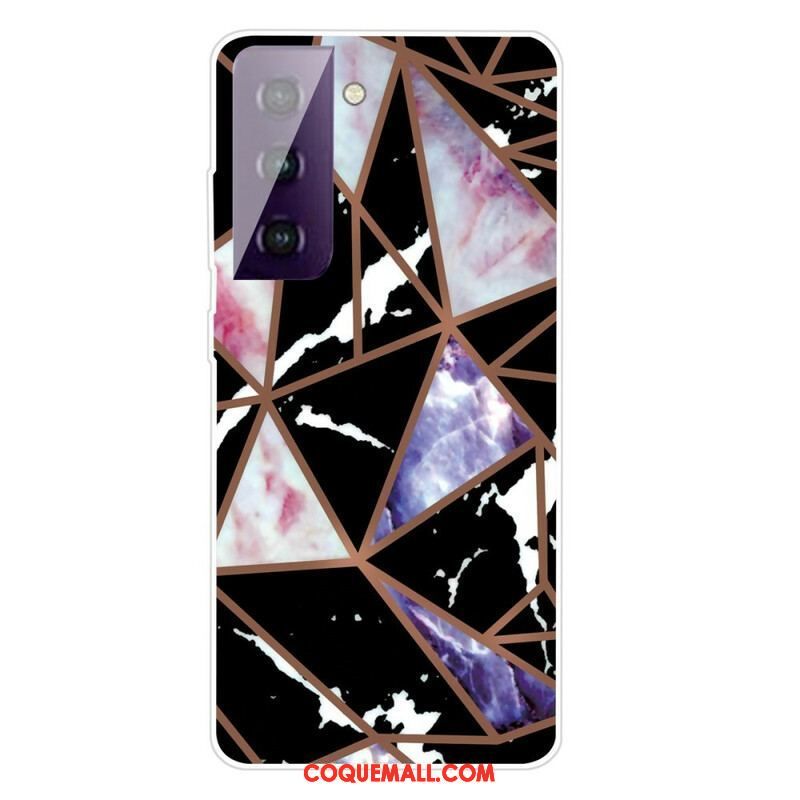 Coque Samsung Galaxy S21 FE Marbre Géométrique Décliné