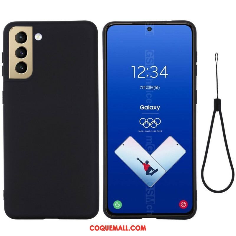 Coque Samsung Galaxy S21 FE Silicone Liquide avec Lanière