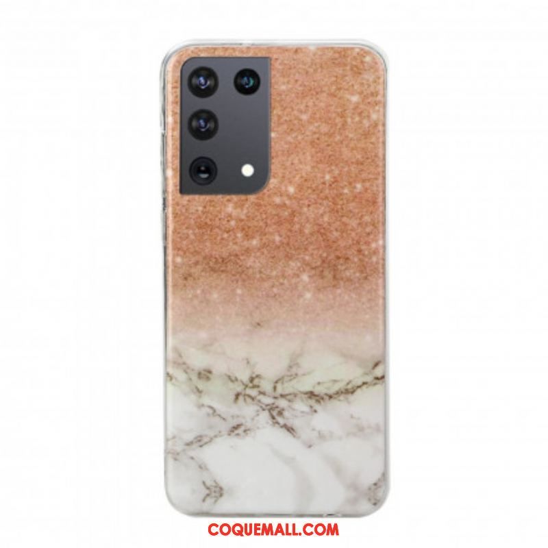 Coque Samsung Galaxy S21 Ultra 5G Marbre Paillettes Dégradés