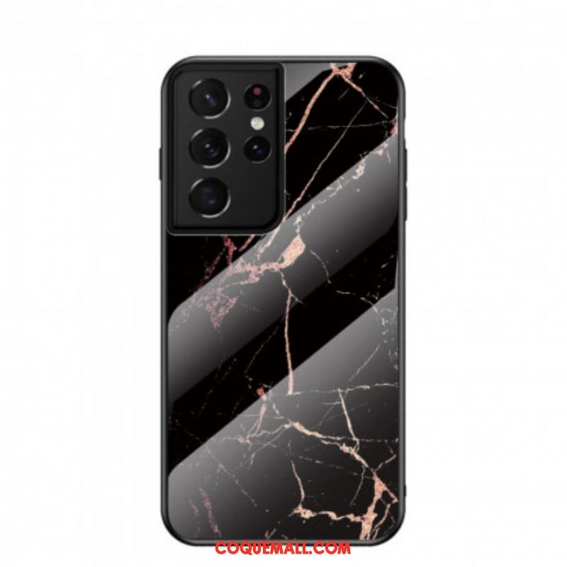 Coque Samsung Galaxy S21 Ultra 5G Verre Trempé Marble Colors