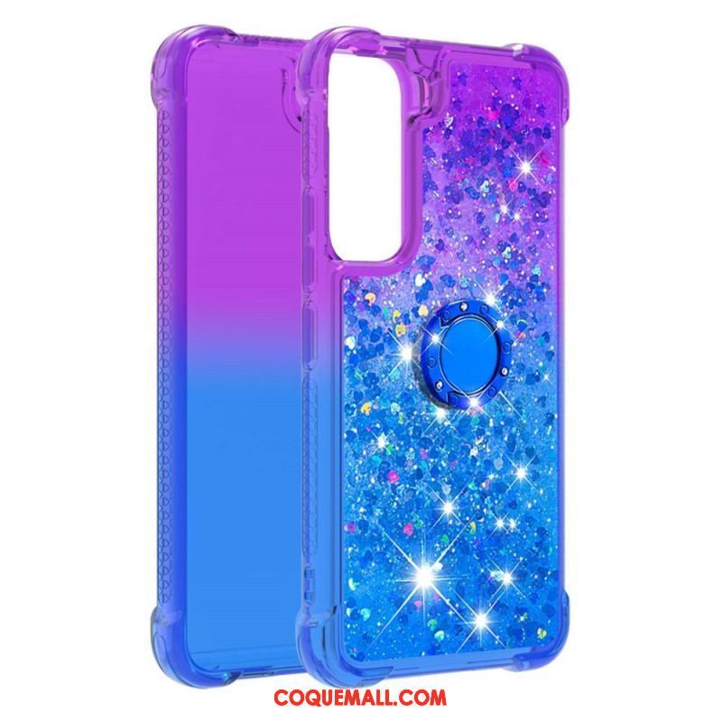 Coque Samsung Galaxy S22 5G Paillettes Anneau-Support