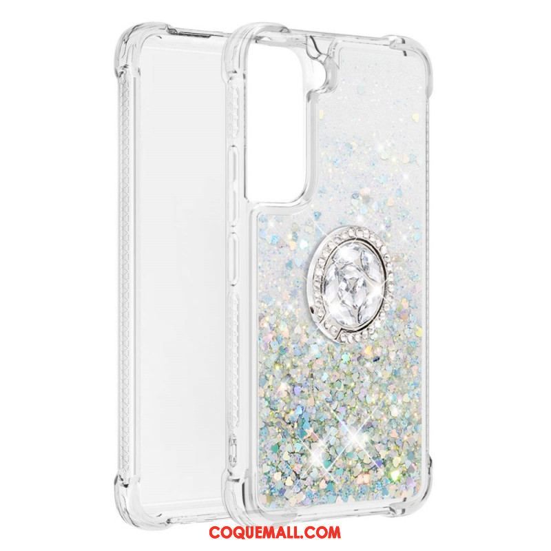 Coque Samsung Galaxy S22 5G Paillettes avec Anneau-Support