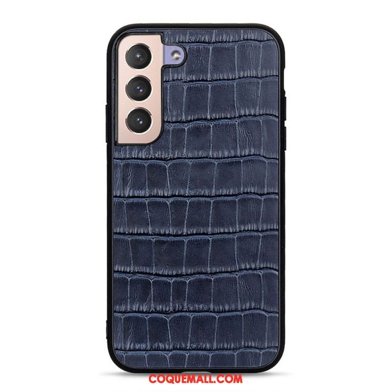 Coque Samsung Galaxy S22 5G Véritable Cuir Texture Crocodile