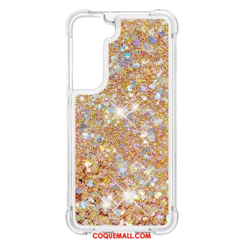 Coque Samsung Galaxy S22 Plus 5G Paillettes avec Cordon