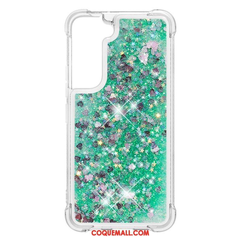 Coque Samsung Galaxy S22 Plus 5G Paillettes avec Cordon