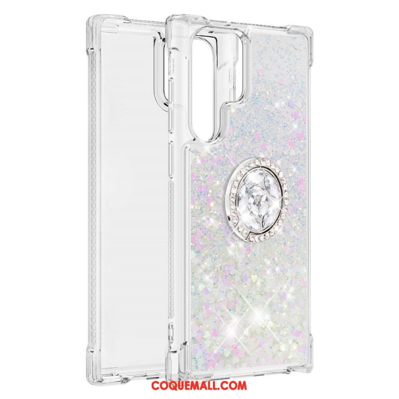 Coque Samsung Galaxy S22 Ultra 5G Paillettes Anneau-Support