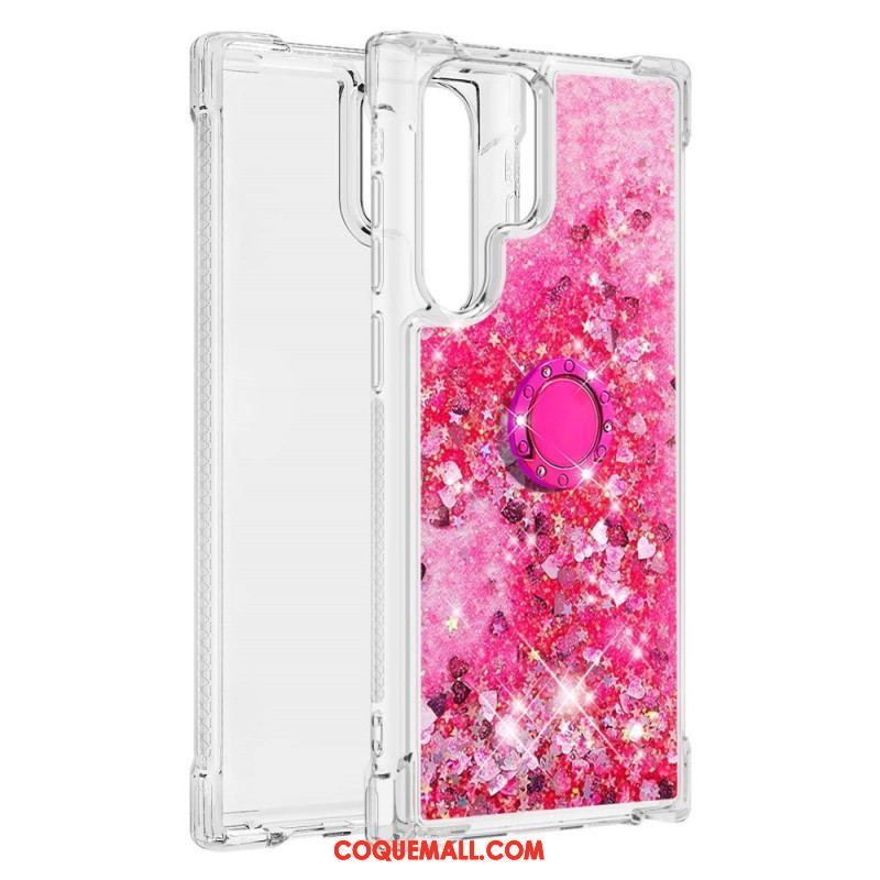 Coque Samsung Galaxy S22 Ultra 5G Paillettes Anneau-Support