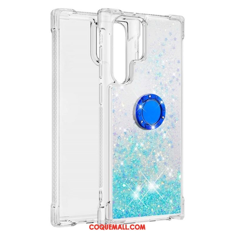 Coque Samsung Galaxy S22 Ultra 5G Paillettes Anneau-Support