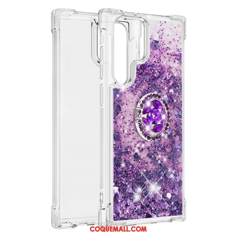 Coque Samsung Galaxy S22 Ultra 5G Paillettes Anneau-Support