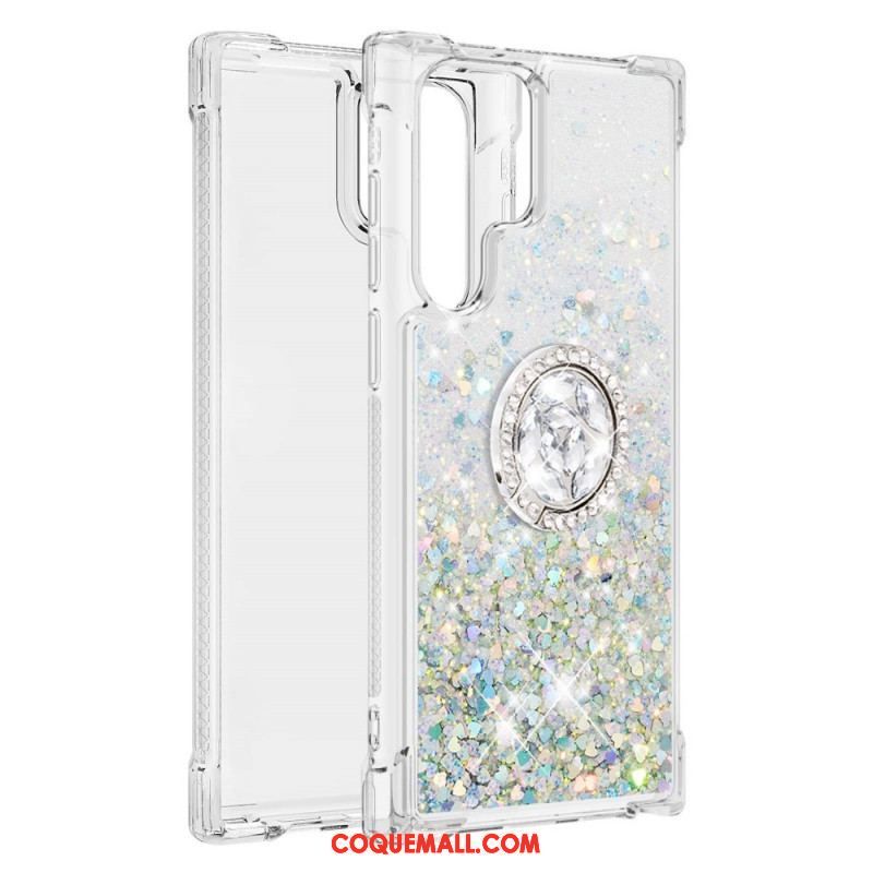 Coque Samsung Galaxy S22 Ultra 5G Paillettes Anneau-Support