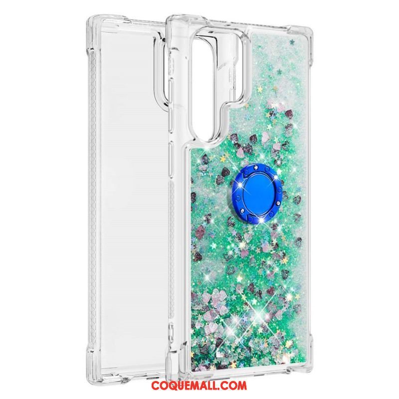 Coque Samsung Galaxy S22 Ultra 5G Paillettes Anneau-Support