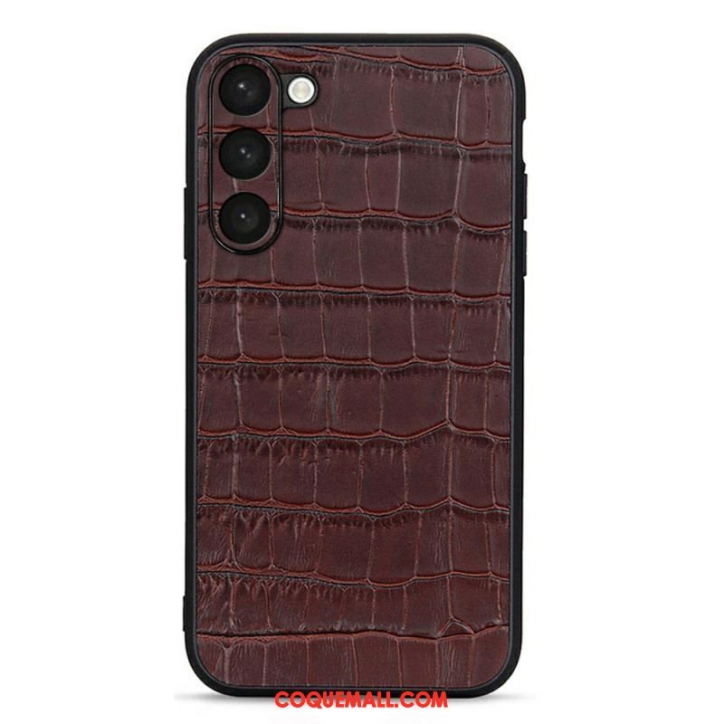 Coque Samsung Galaxy S23 5G Véritable Cuir Style Crocodile