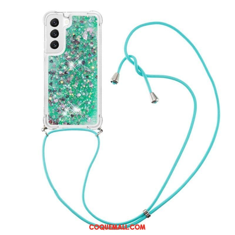 Coque Samsung Galaxy S23 Plus 5G Paillettes avec Cordon