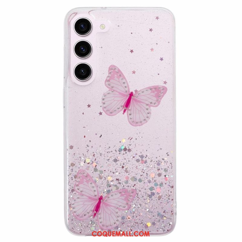 Coque Samsung Galaxy S24 5G Papillons Paillettes