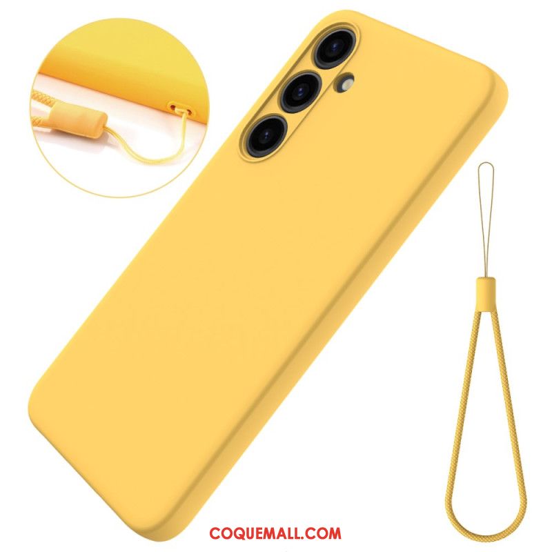 Coque Samsung Galaxy S24 5G Silicone Liquide à Lanière