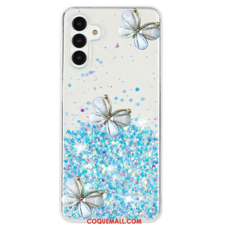 Coque Samsung Galaxy S24 FE Phosphorescente Papillons 3D