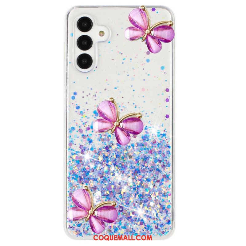 Coque Samsung Galaxy S24 FE Phosphorescente Papillons 3D