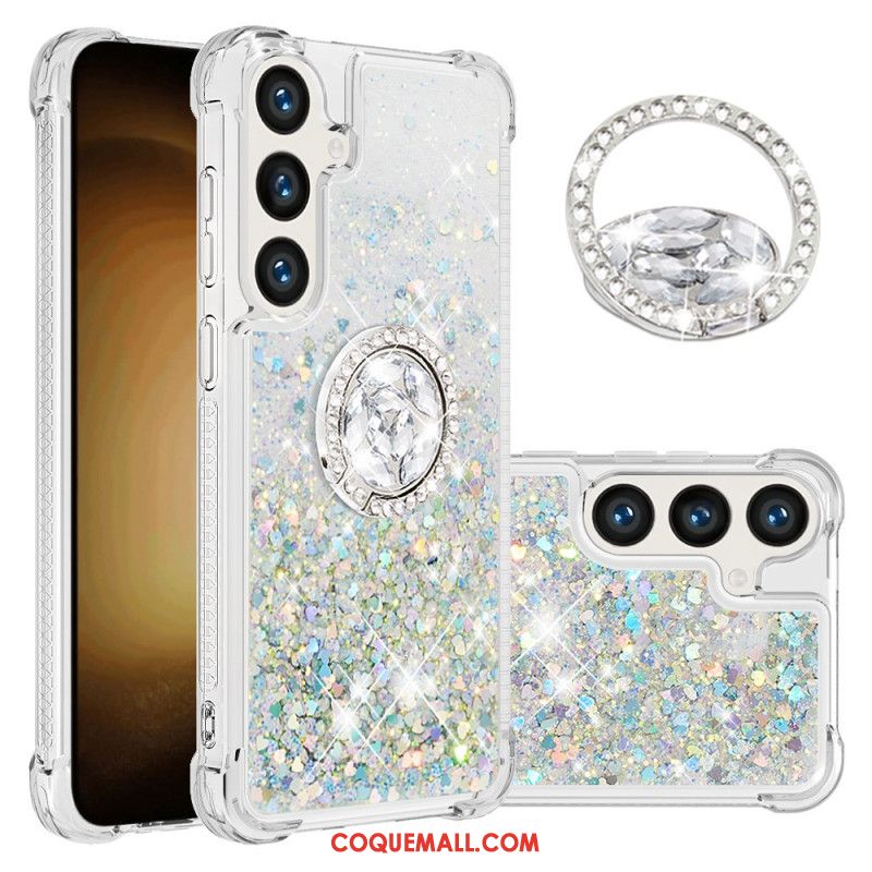 Coque Samsung Galaxy S24 Plus 5G Anneau-Support Paillettes