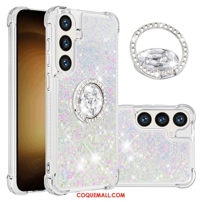 Coque Samsung Galaxy S24 Plus 5G Anneau-Support Paillettes