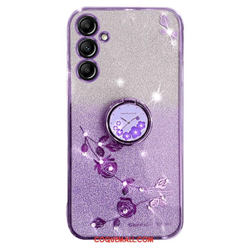 Coque Samsung Galaxy S24 Plus 5G Paillettes et Anneau-Support KADEM