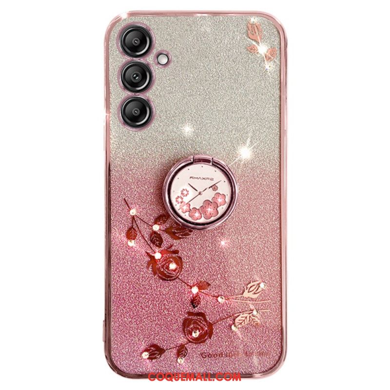 Coque Samsung Galaxy S24 Plus 5G Paillettes et Anneau-Support KADEM