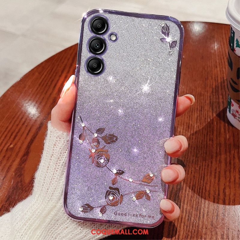 Coque Samsung Galaxy S24 Plus 5G Paillettes et Fleurs KADEM