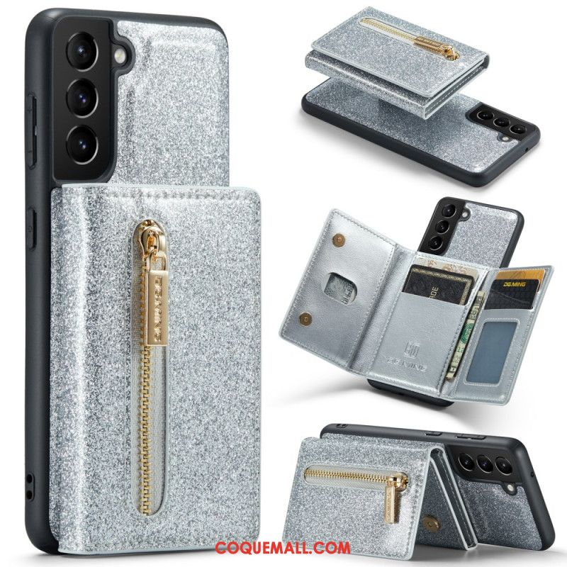 Coque Samsung Galaxy S24 Plus 5G Pailletée Portefeuille Détachable DG.MING