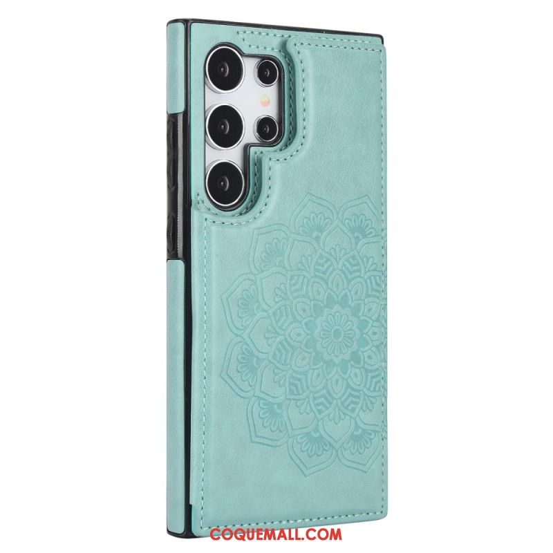 Coque Samsung Galaxy S24 Ultra 5G Motif Fleur Mandala et support