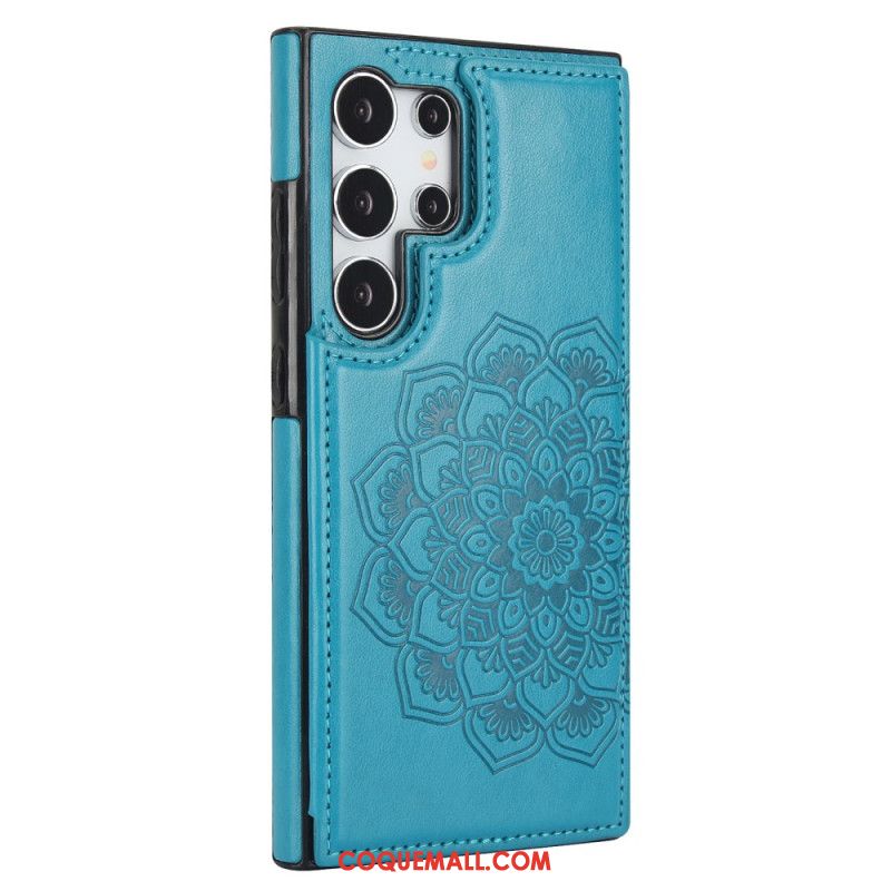 Coque Samsung Galaxy S24 Ultra 5G Motif Fleur Mandala et support