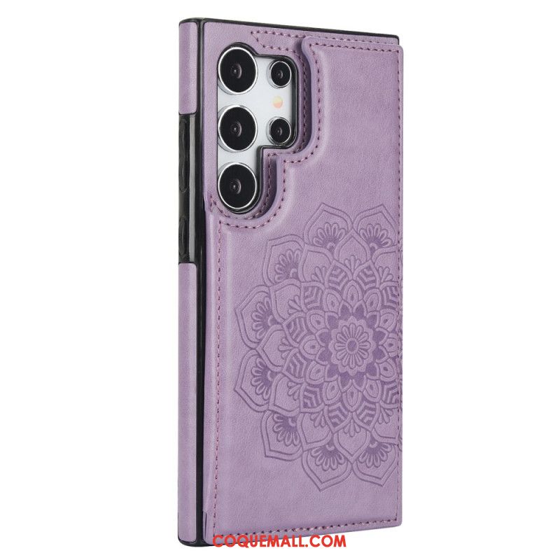 Coque Samsung Galaxy S24 Ultra 5G Motif Fleur Mandala et support