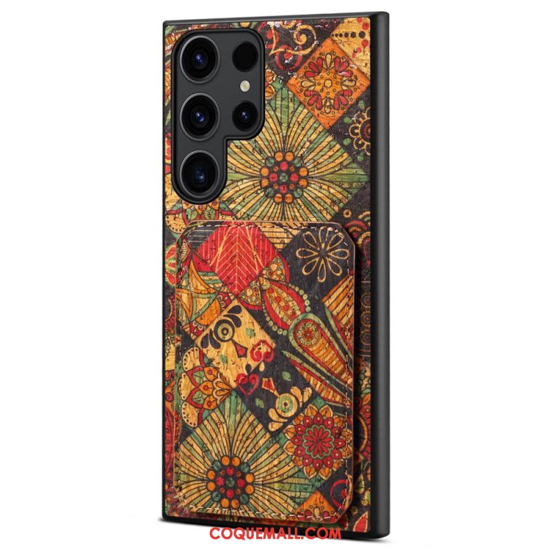 Coque Samsung Galaxy S24 Ultra 5G avec Porte-Cartes Florale