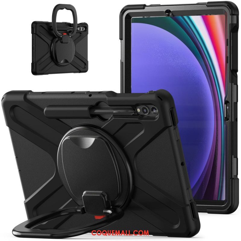 Coque Samsung Galaxy Tab S9 FE Plu /S9 Plus/S8 Plus/S7 Plus/S7 FE Multifonctions Support Rotatif et Poignée