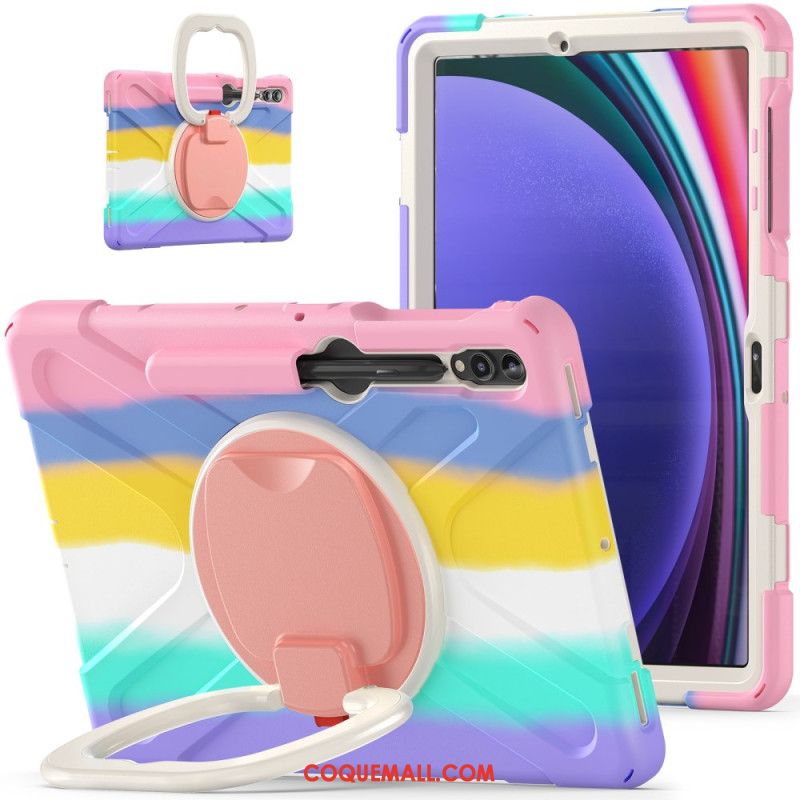 Coque Samsung Galaxy Tab S9 FE Plu /S9 Plus/S8 Plus/S7 Plus/S7 FE Multifonctions Support Rotatif et Poignée