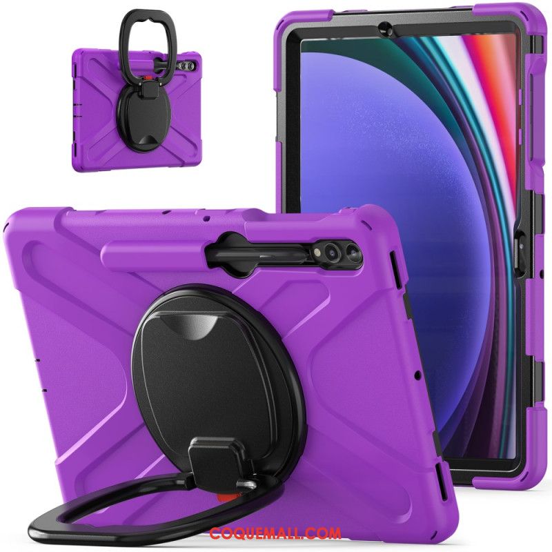 Coque Samsung Galaxy Tab S9 FE Plu /S9 Plus/S8 Plus/S7 Plus/S7 FE Multifonctions Support Rotatif et Poignée