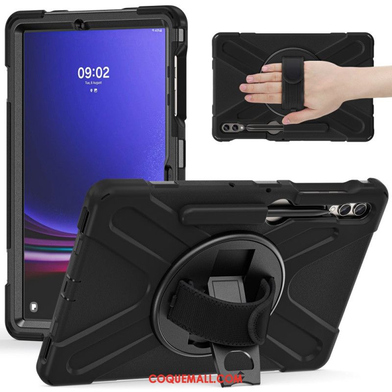 Coque Samsung Galaxy Tab S9 FE Plus / S9 Plus / S8 Plus / S7 Plus Sangle et Support