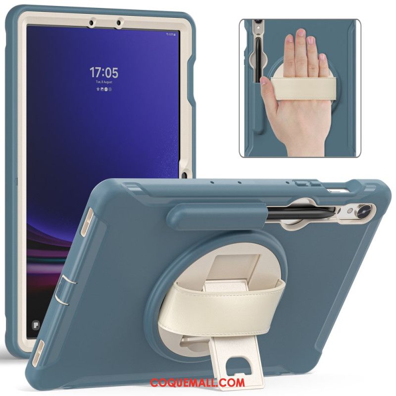 Coque Samsung Galaxy Tab S9 FE/S9/S8/S7 Sangle Support et Porte-Stylet