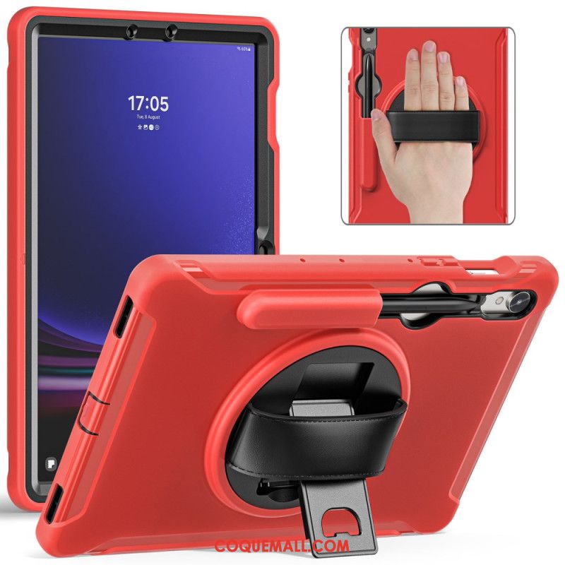 Coque Samsung Galaxy Tab S9 FE/S9/S8/S7 Sangle Support et Porte-Stylet