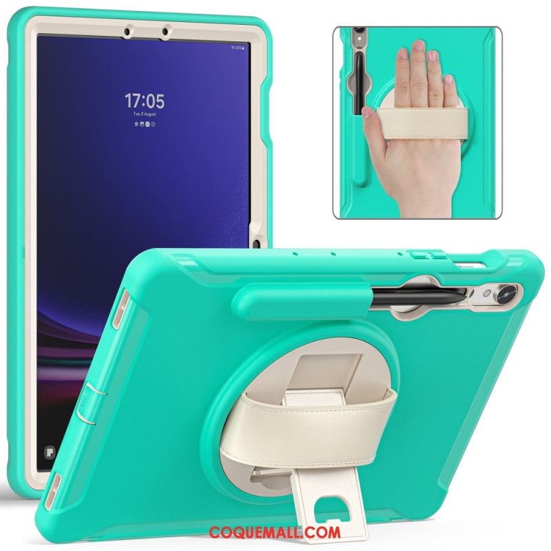 Coque Samsung Galaxy Tab S9 FE/S9/S8/S7 Sangle Support et Porte-Stylet