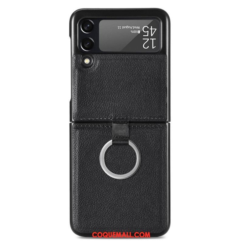 Coque Samsung Galaxy Z Flip 3 5G Effet Cuir avec Anneau