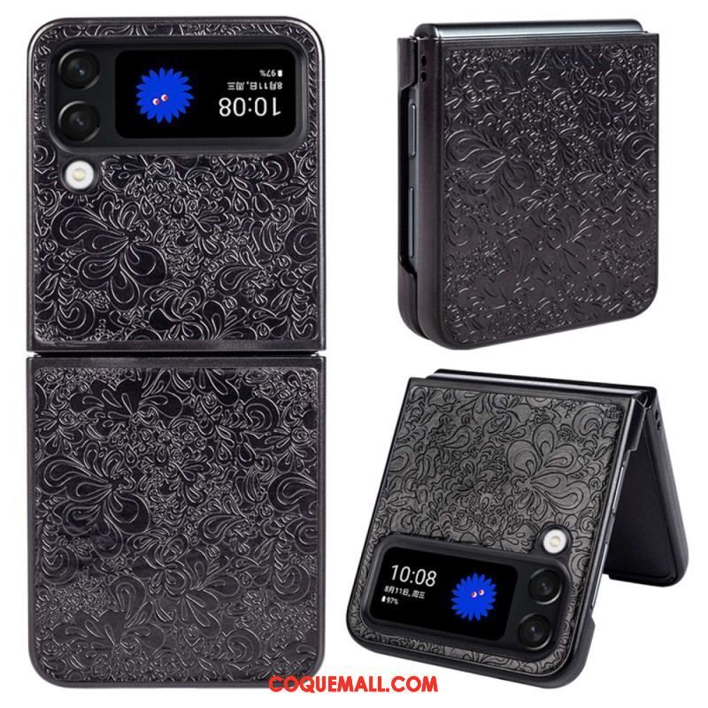 Coque Samsung Galaxy Z Flip 4 Effet Cuir Baroque