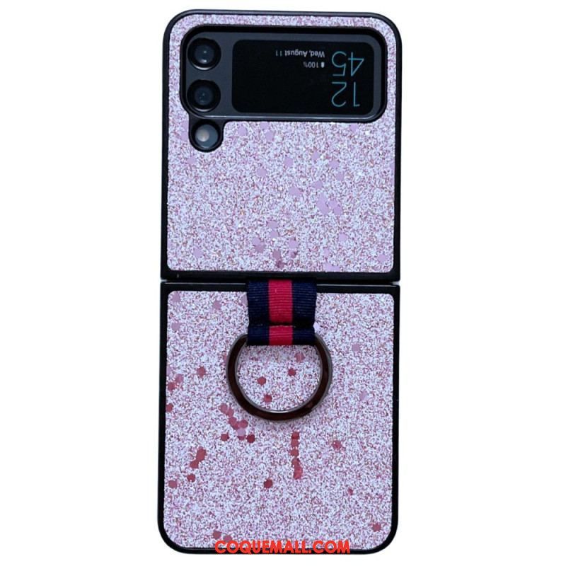 Coque Samsung Galaxy Z Flip 4 Paillettes avec Anneau