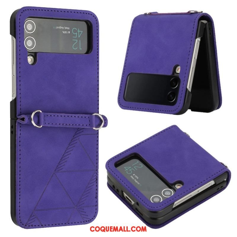 Coque Samsung Galaxy Z Flip 4 Simili Cuir Triangles