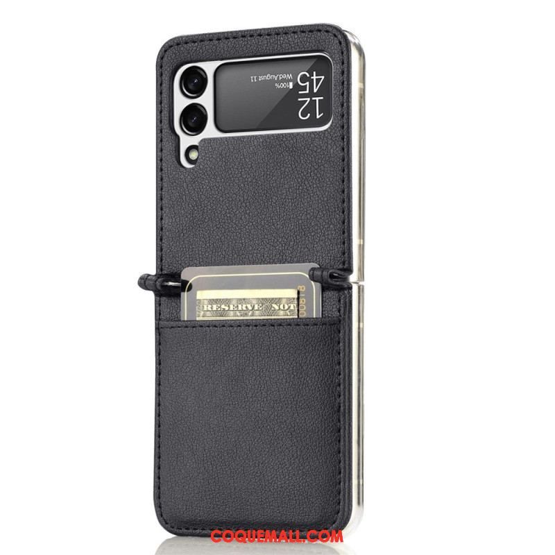 Coque Samsung Galaxy Z Flip 4 Style Cuir Litchi Porte-Carte