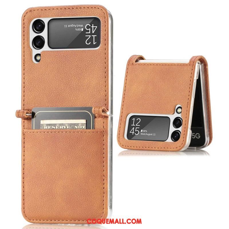 Coque Samsung Galaxy Z Flip 4 Style Cuir Litchi Porte-Carte