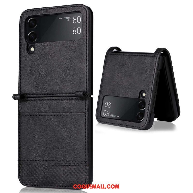 Coque Samsung Galaxy Z Flip 4 Style Cuir Vintage Porte-Carte