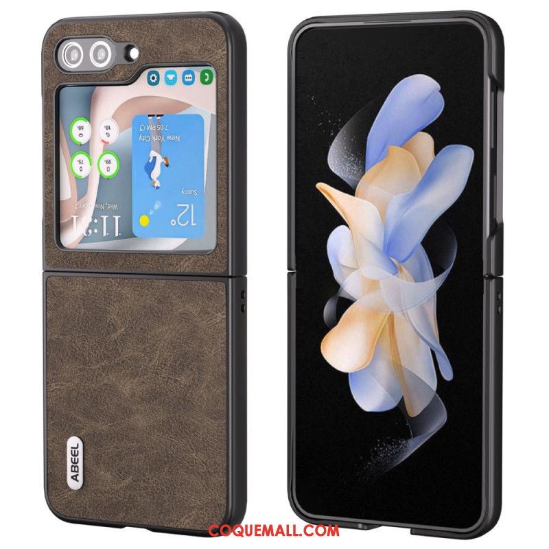 Coque Samsung Galaxy Z Flip 5 Effet Cuir Litchi Abeel