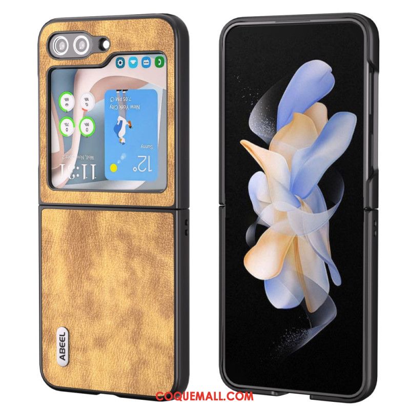 Coque Samsung Galaxy Z Flip 5 Effet Cuir Vintage Abeel