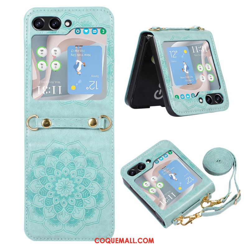 Coque Samsung Galaxy Z Flip 5 Mandala avec Bandoulière